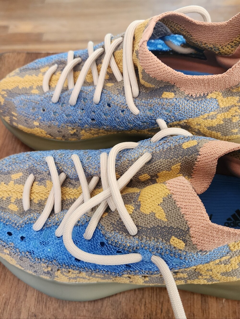 Yeezy Sneakers in Blue, Yellow & Pink